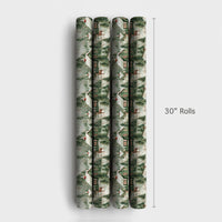Vintage Snowy Cabin Gift Wrap, Winter Woodland Wrapping Paper, Rustic Forest Deer Wrapping Paper, Christmas Holiday Present Gift Wrap