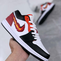 Retro Low Top Basketball Shoes, White Red Black Colorway, Lace Up Design, Casual Gift for Shoe Lovers