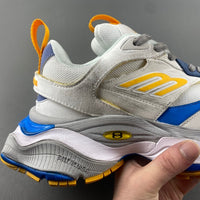 Low Top Sneakers, Blue Yellow Gray Colorway, Lace Up Design, Casual Gift for Sneaker Fans