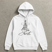 Christian Christmas Tree Hoodie, Merry Christmas Cross Hoodie, Religious Faith Holiday Hoodie, Winter Pullover Sweatshirt, Faith Present