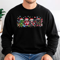 Retro Block Character Sweatshirt, Pixel Gamer Christmas Sweatshirt, Humorous Video Game Holiday Sweatshirt, Festive Gaming Sweater Present