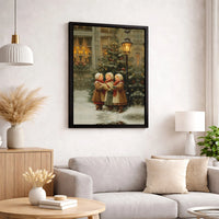 Vintage Snowy Winter Canvas Print, Victorian Christmas Carolers Canvas Wall Art, Holiday Caroling Canvas, Festive Christmas Home Decor Present