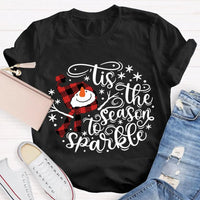 Adorable Winter Holiday Graphic Tee, Christmas Santa Hat Snowman T-Shirt, Festive Merry Christmas Shirt, Xmas Present for Women and Men