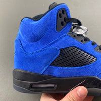Retro Low Top Sneakers, Blue Black Colorway, Suede Footwear, Lace Up Design, Casual Gift for Sneaker Fans