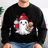 Gingerbread Man Holiday Crewneck, Adorable Christmas Ghost Sweatshirt, Humorous Spooky Xmas Sweater, Retro Christmas Pullover, Adorable Holiday Present
