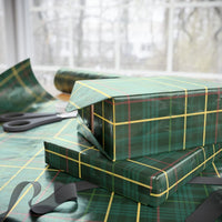 Classic Tartan Gift Wrap Roll, Green Plaid Wrapping Paper, Buffalo Check Holiday Wrapping Paper, Traditional Christmas Present Paper Roll