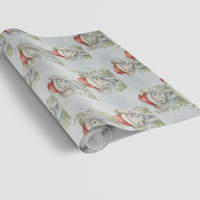 Adorable Santa Hat Animal Gift Wrap, Christmas Elephant Wrapping Paper, Holiday Elephant Paper Roll, Winter Xmas Wrapping Paper, Kids Gift Wrap