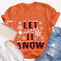 Red Plaid Teacher T-Shirt, Let It Snow Teacher Shirt, Christmas Teacher Tee, Festive Holiday Graphic T-Shirt, Winter Break Teacher Present