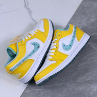 Retro Low Top Sneakers, White Yellow Colorway, Lace Up Design, Casual Gift for Sneaker Fans