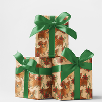 Christmas Corgi Dog Gift Wrap, Cardigan Welsh Corgi Wrapping Paper, Comfy Fireside Holiday Paper Roll, Corgi Dog Lover Xmas Wrapping Paper