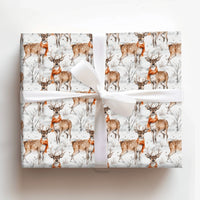 Winter Woodland Animal Gift Wrap, Watercolor Deer Christmas Wrapping Paper, Rustic Holiday Deer Wrapping Paper, Snowy Forest Gift Wrap Roll