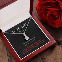 14k White Gold CZ Ribbon Pendant Necklace, To My Wife Christmas Necklace, Holiday Wife Necklace, Romantic Christmas Present for Her