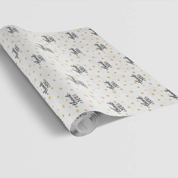 Gold Star Holiday Gift Wrap, Eternal Thanks Wrapping Paper, Elegant Appreciation Wrapping Paper, Christmas Thank You Gift Wra