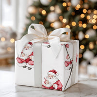 Naughty or Nice List Christmas Gift Wrap, Watercolor Santa Claus Wrapping Paper, Retro Santa Holiday Wrapping Paper, Xmas Present Wrap Roll