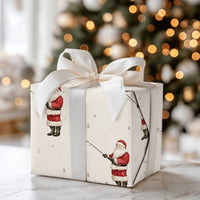 Angler Christmas Gift Wrap, Fishing Santa Wrapping Paper, Fisherman Holiday Wrapping Paper, Outdoorsman Secret Santa Gift Wrap Roll