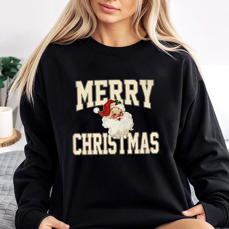 Retro Santa Claus Sweater, Merry Christmas Santa Sweatshirt, Vintage Holiday Pullover, Xmas Graphic Crewneck, Comfy Festive Winter Present