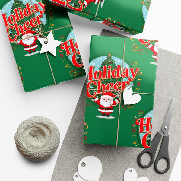Festive Holiday Cheer Gift Wrap, Santa Claus Christmas Wrapping Paper, Adorable Santa Present Paper, Winter Seasonal Gift Wra