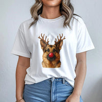 Reindeer Antlers Dog Shirt, German Shepherd Christmas T-Shirt, Humorous Holiday Canine Graphic Tee, Xmas Dog Lover Shirt, German Shepherd Present