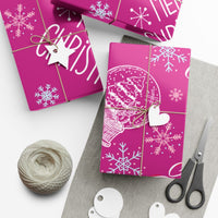 Merry Christmas Snowflake Gift Wrap, Pink Snow Globe Wrapping Paper, Adorable Holiday Pattern Wrapping Paper, Festive Xmas Gift Wrapping Paper