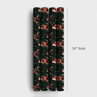 Jogging Santa Claus Gift Wrap, Running Santa Christmas Wrapping Paper, Green Snowflake Wrapping Paper, Fitness Lover Holiday Wrapping Paper