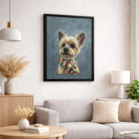 Yorkie in Holiday Scarf Canvas Print, Yorkshire Terrier Christmas Canvas Wall Art, Adorable Dog Canvas Decor, Festive Winter Pet Lover Present