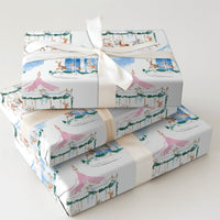 Whimsical Holiday Gift Wrap, Watercolor Reindeer Carousel Wrapping Paper, Festive Winter Festival Paper, Adorable Christmas Present Gift Wrap