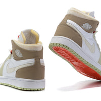 Sneakers, White Green Brown Colorway, Lace Up Design, Casual Gift for Sneaker Fans