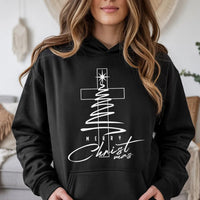 Christian Christmas Tree Hoodie, Merry Christmas Cross Hoodie, Religious Faith Holiday Hoodie, Winter Pullover Sweatshirt, Faith Present