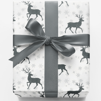 Nordic Christmas Holiday Pattern Wrapping Paper, Reindeer Gift Wrap Paper, Scandinavian Xmas Gift Wrap Roll