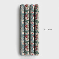 Red Cabin and Church Gift Wrap, Winter Village Christmas Wrapping Paper, Cardinal Bird Holiday Wrapping Paper, Scenic Winter Gift Wrap Roll