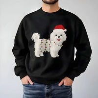 Adorable Dog Fairy Lights Sweatshirt, Maltese Christmas Sweatshirt, Festive Pet Dog Crewneck, Holiday Puppy Sweatshirt, Present for Dog Lovers