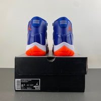 High Top Sneakers, Royal Blue White Orange Colorway, Leather Footwear, Lace Up Design, Casual Gift for Sneaker Fans