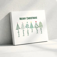 Custom Holiday Wall Art Decor, Personalized Family Name Christmas Tree Canvas, Winter Pine Tree Canvas Print, Xmas Present for Family