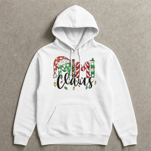 Festive Holiday Grandma Hoodie, Mimi Claus Christmas Hoodie, Adorable Typography Xmas Hoodie, Winter Family Gathering Pullove