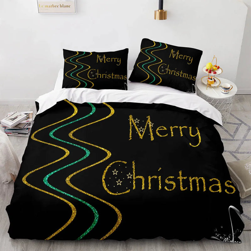 Sparkling Xmas Tree Bedding Set, Glitter Christmas Tree Duvet Cover Set, Merry Christmas Tree Duvet Cover, Holiday Decor Bedding Gift Set
