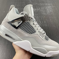 Sneakers, Silver Colorway, Leather Footwear, Metallic Finish, Lace Up Design, Casual Gift for Sneaker Fans