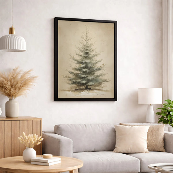 Snowy Pine Forest Canvas Print, Watercolor Christmas Tree Canvas Wall Art, Winter Landscape Wall Decor, Holiday Season Canvas