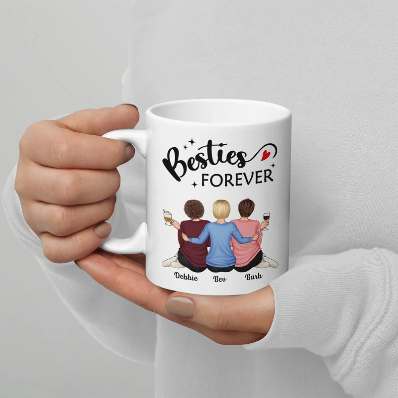 Soul Sisters Ceramic Coffee Mug, Besties Forever Three Friends Mug, Custom Friendship Mug, Birthday Christmas Bestie Cup Present