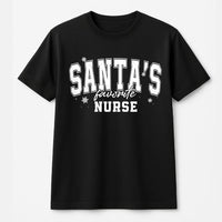 Snowflake Christmas Tee, Santa's Favorite Nurse T-Shirt, Distressed RN LPN Holiday Shirt, Adorable Christmas Nurse Tee, Nurse Holiday T-Shirt