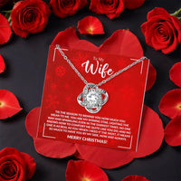 Sparkling CZ Crystal Necklace, Wife Love Knot Necklace Rotating Rose Box, Gold Finish Pendant Necklace, Romantic Christmas Present for Her