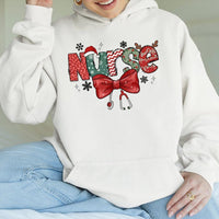 Festive Stethoscope Bow Sweatshirt, Christmas Nurse Hoodie, RN Nursing Student Holiday Hoodie, Adorable Medical Pullover, Christmas Nurse Present