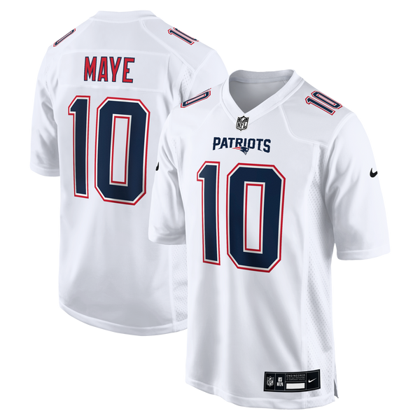 New England Patriots Drake Maye Tundra White Game Jersey