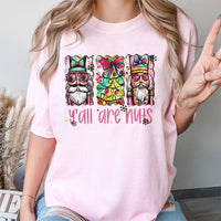 Humorous Preppy Christmas Shirt, Y'all Are Nuts Nutcracker T-Shirt, Retro Holiday Nutcracker Tee, Festive Xmas Graphic T-Shirt for Women Men