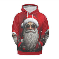Humorous Santa Claus Christmas Hoodie, Cool Santa Sunglasses Hoodie, Retro Holiday Graphic Hoodie, Xmas Party Pullover, Adorable Holiday Present
