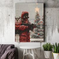 Dark Winter Christmas Canvas Print, Post-Apocalyptic Soldier Canvas Art, Dystopian Gamer Wall Art Canvas, Sci-Fi Military Artwork Canvas