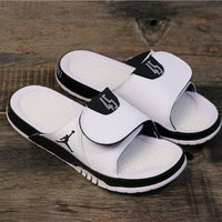 Slides, White Black Colorway, Embroidered Detail, Slip On Design, Casual Gift for Shoe Lovers