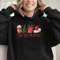 Festive Christmas Graphic Sweatshirt, Tis the Season Hoodie, Adorable Holiday Season Pullover, Winter Xmas Hooded Sweater, Christmas Present