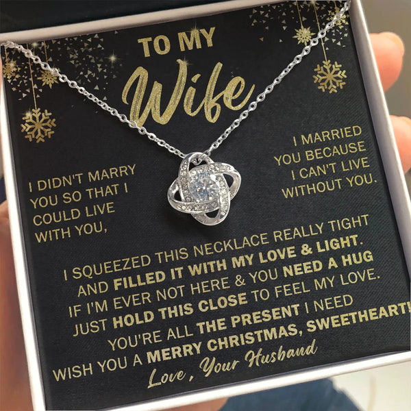 14k White Gold Knot Necklace, Love Knot Necklace for Wife, Cubic Zirconia Pendant Necklace, Anniversary Birthday Christmas Pr