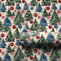 Red White Blue Tree Holiday Wrapping Paper, Americana Patriotic Christmas Wrapping Paper, Star Ornament Gift Wrap, Rustic Xmas Paper Roll