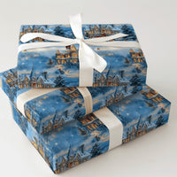 Snowy Winter Wonderland Gift Wrap, Victorian Mansion Christmas Wrapping Paper, Vintage House Wrapping Paper Roll
